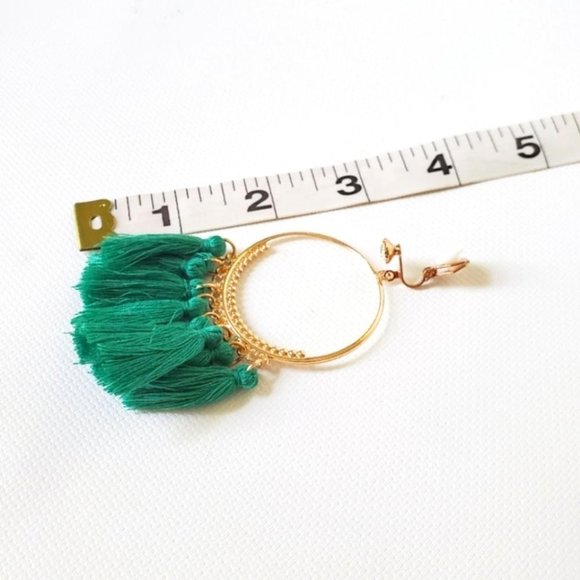 Clip On Tassel Hoops Earrings - Picture 6 of 6